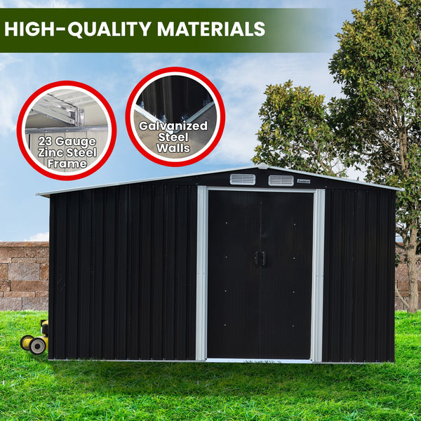 Wallaroo Garden Shed Black Semi Close Storage Outdoor Home And Structure Sheds Summerhouses Carports