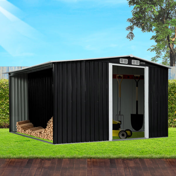 Wallaroo Garden Shed Black Semi Close Storage Outdoor Home And Structure Sheds Summerhouses Carports