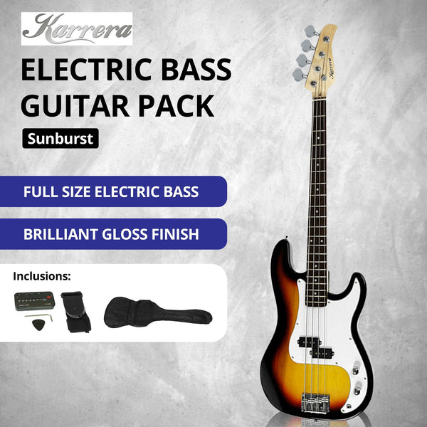 39In Electric Guitar Bass Tuner Music 4 String Instrument Full Size Sunburst Electric Guitars