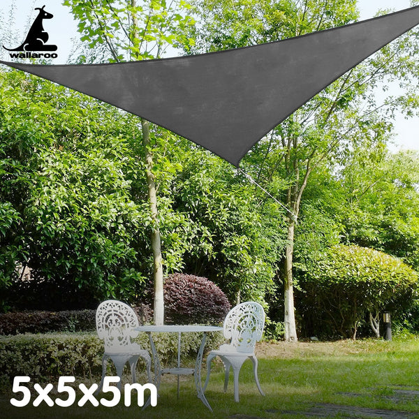 Wallaroo Grey Triangle Sun Shade Sail For Garden Outdoor Use 5 X Metres Shade Sails