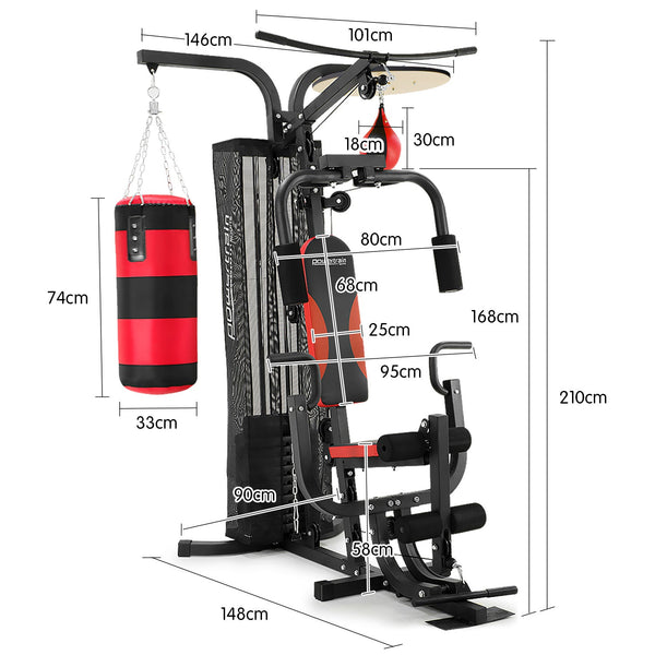 Powertrain Home Gym Multi Station With Boxing Bag And Speed Ball Strength Training Home Gyms