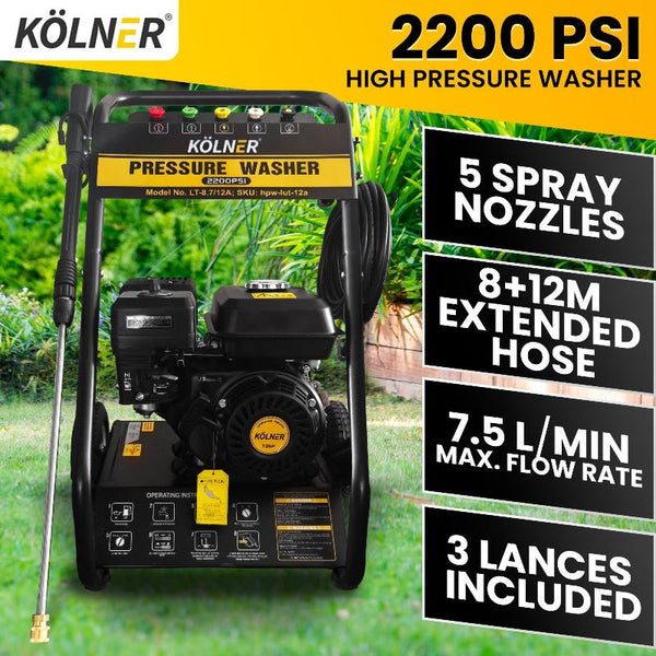 Kolner Lt 12A 7Hp 2200Psi Petrol Engine High Pressure Washer 7.5Lpm Pressure Washers