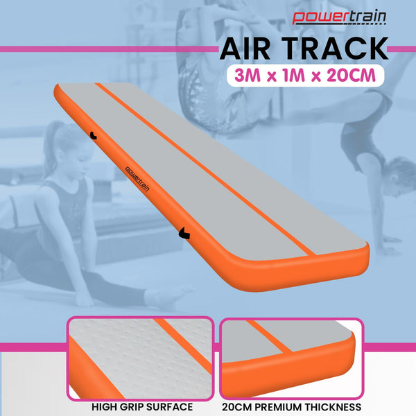 Powertrain Airtrack 20Cm Thick 3M X 1M Inflatable Gymnastics Tumbling Mat Track Orange Gymnastics Mats