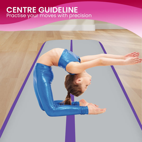 Powertrain Airtrack 20Cm Thick 4M X 1M Inflatable Gymnastics Tumbling Mat Track Purple Gymnastics Mats