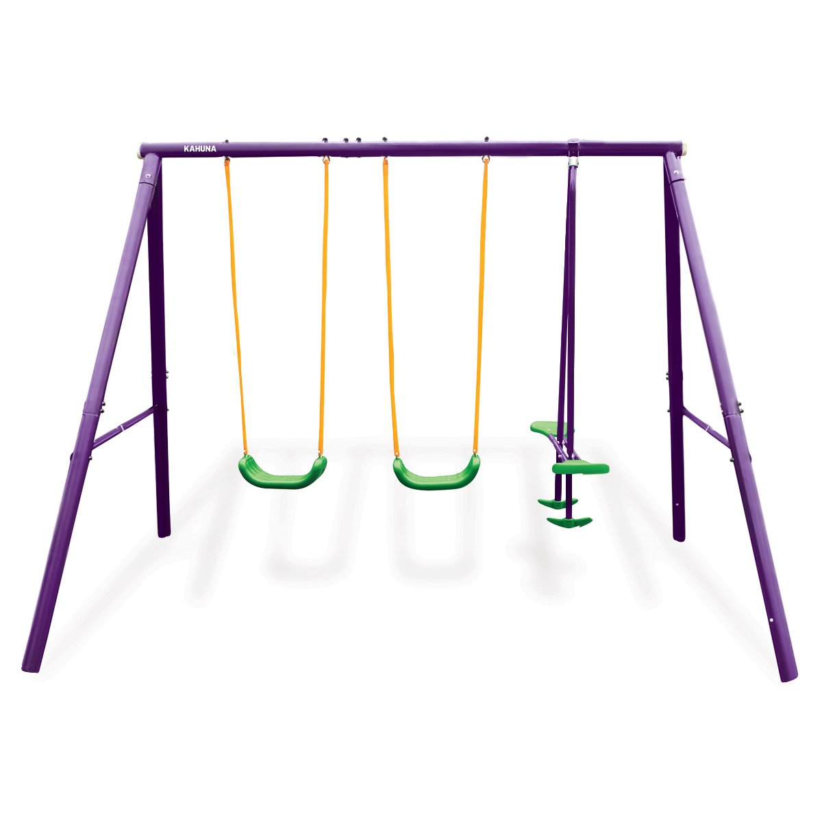 Kids 4 Seater Swing Set Purple Green Outdoor Swings
