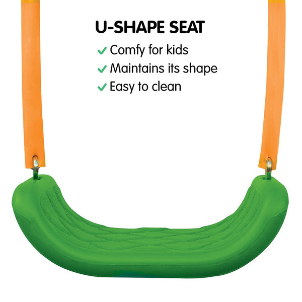Kids 4 Seater Swing Set Purple Green Outdoor Swings