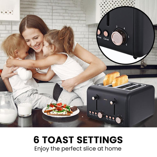 Pronti Rose Trim Collection Toaster & Kettle Bundle Black Toasters