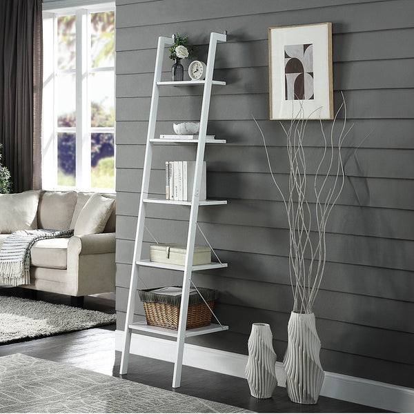 Sarantino Amelia 5 Tier Ladder Shelf White Furniture For Home And Garden Ladders
