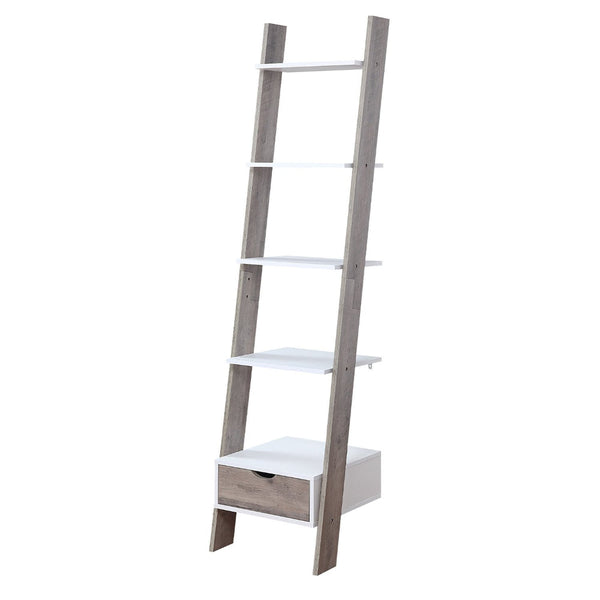 Sarantino Mira 5 Tier Ladder Shelf In White And Grey Oak Ladders