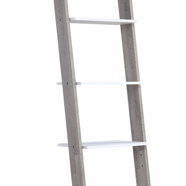 Sarantino Mira 5 Tier Ladder Shelf In White And Grey Oak Ladders