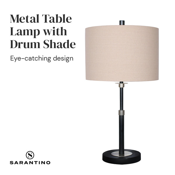 Sarantino Metal Table Lamp With Linen Drum Shade Lamps