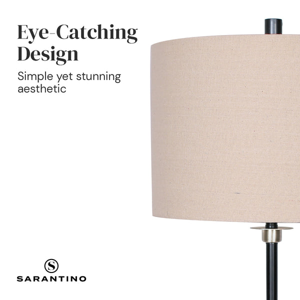 Sarantino Metal Table Lamp With Linen Drum Shade Lamps