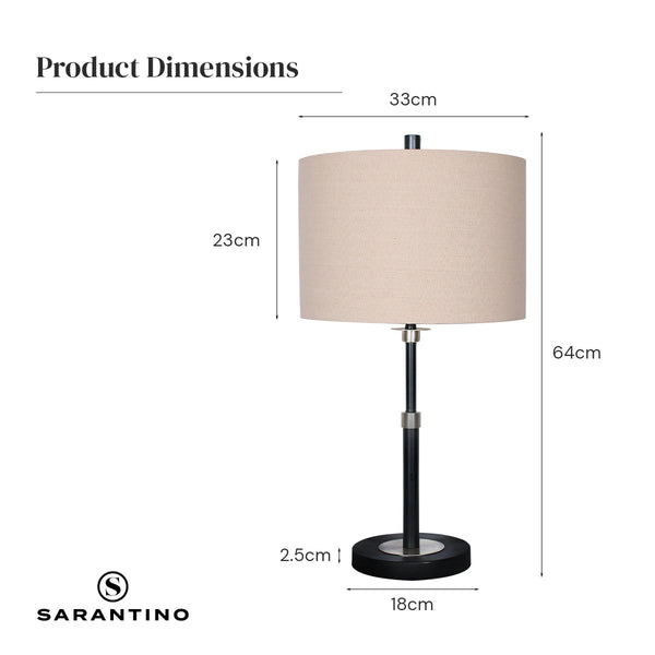 Sarantino Metal Table Lamp With Linen Drum Shade Lamps