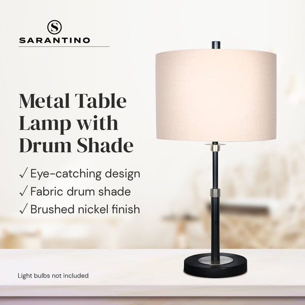 Sarantino Metal Table Lamp With Linen Drum Shade Lamps