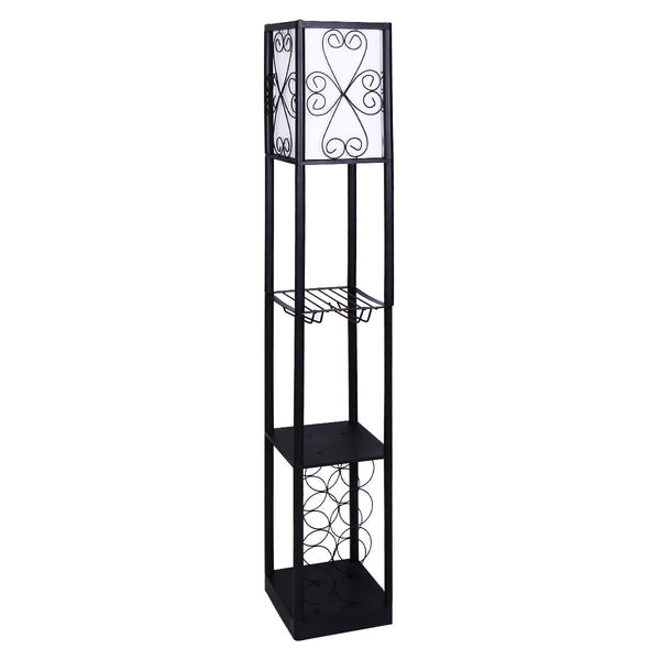 Sarantino Metal Etagere Floor Lamp With Wine Holder Shelf Floor Lamps