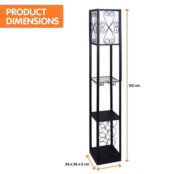 Sarantino Metal Etagere Floor Lamp With Wine Holder Shelf Floor Lamps