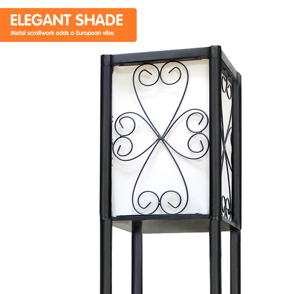 Sarantino Metal Etagere Floor Lamp With Wine Holder Shelf Floor Lamps