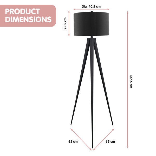 Sarantino Minimalist Modern Tripod Floor Lamp Black Floor Lamps