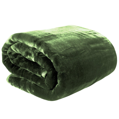 Laura Hill Faux Mink Blanket Queen Size Double Sided Throw Rug Green Blankets