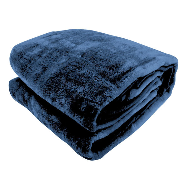 Laura Hill Faux Mink Blanket Queen Size Double Sided Throw Rug Blue Bedding Blankets