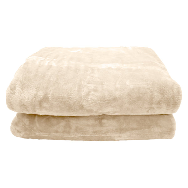 Laura Hill 800 Gsm Faux Mink Throw Rug Blanket Queen Size Double Sided Large 220 X 240Cm Heavy Cream Blankets