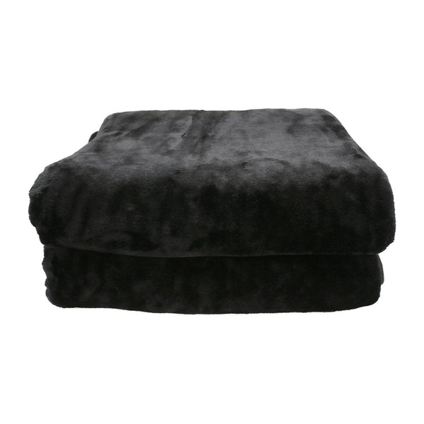 Laura Hill 800 Gsm Faux Mink Throw Rug Blanket Queen Size Double Sided Large Super Luxurious Soft Heavy Black Blankets