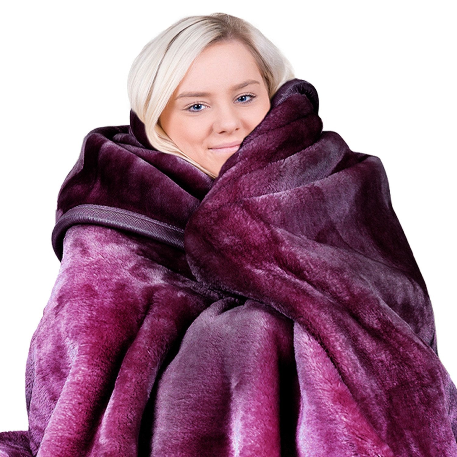 Laura Hill Double Sided Faux Mink Blanket 220 X 240Cm Purple Bedding Home And Garden Blankets