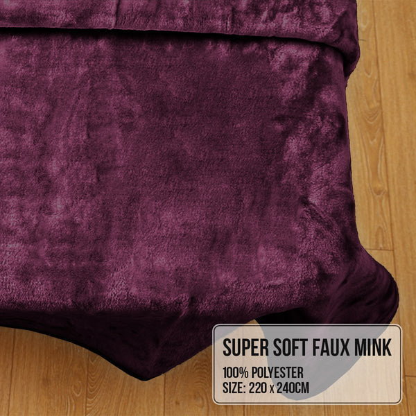 Laura Hill Double Sided Faux Mink Blanket 220 X 240Cm Purple Bedding Home And Garden Blankets