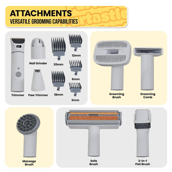 Furtastic 8 In 1 Xl Pet Grooming Kit Vacuum Cleaner Dog Grooming