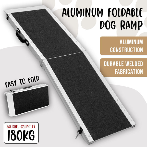 183 X 38Cm Foldable Aluminium Dog Ramp Transport Travel Pets Pet Transport