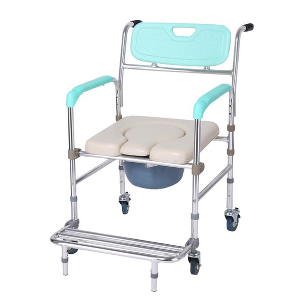 Orthonica Commode Chair With Castors Aluminium Frame Footrest Soft Push Handles Commodes & Shower Chairs