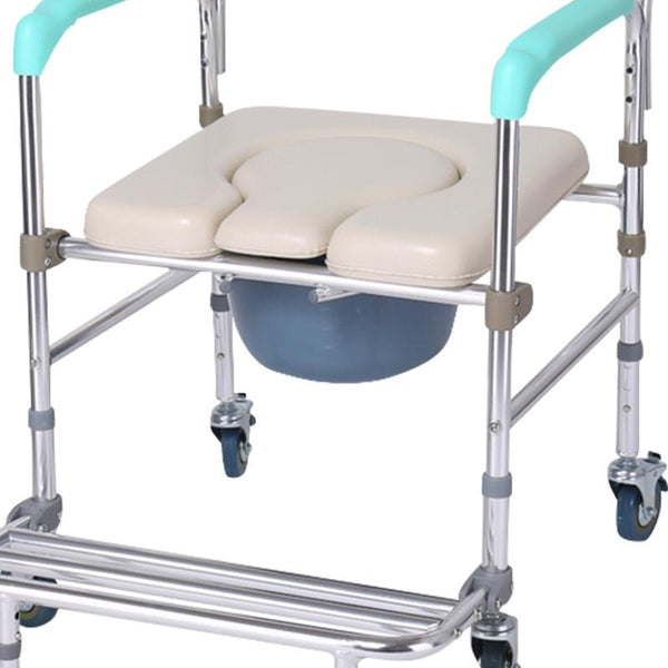 Orthonica Commode Chair With Castors Aluminium Frame Footrest Soft Push Handles Commodes & Shower Chairs