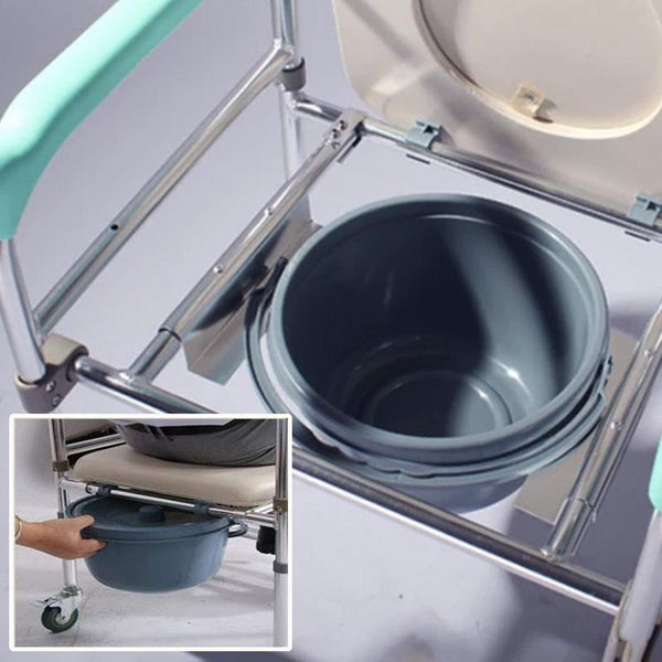 Orthonica Commode Chair With Castors Aluminium Frame Footrest Soft Push Handles Commodes & Shower Chairs