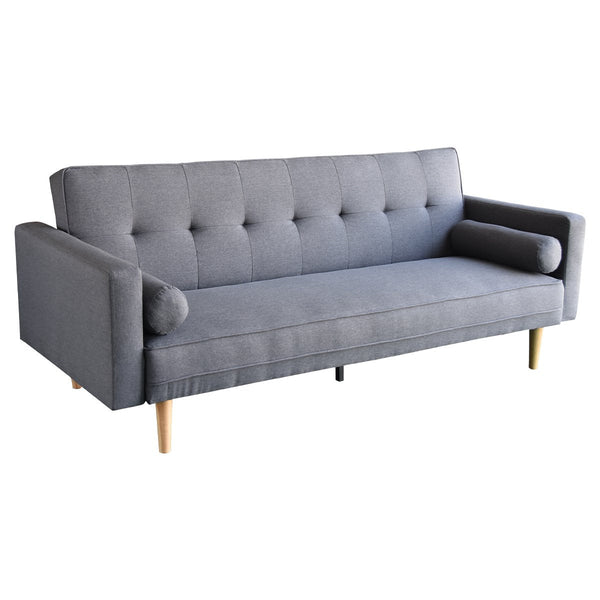 Sarantino Madison Dark Grey Linen Sofa Bed Lounge Couch Furniture For Home Sofa Beds