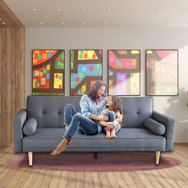 Sarantino Madison Dark Grey Linen Sofa Bed Lounge Couch Furniture For Home Sofa Beds