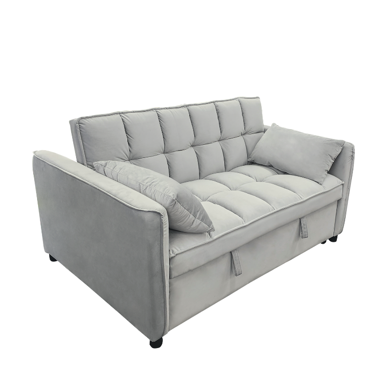 Sarantino Quincy 2 Seater Velvet Sofa Bed In Dark Grey With Frame And Tufted Design Light Sofa Beds