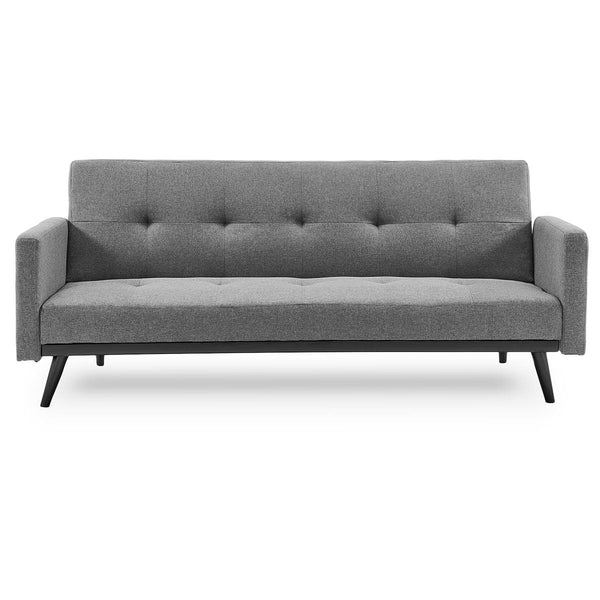 Sarantino Tufted Faux Linen 3 Seater Sofa Bed With Armrests Light Grey Furniture Sofa Beds