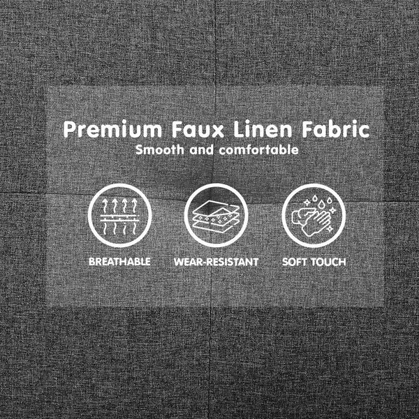 Sarantino Tufted Faux Linen 3 Seater Sofa Bed With Armrests Light Grey Furniture Sofa Beds