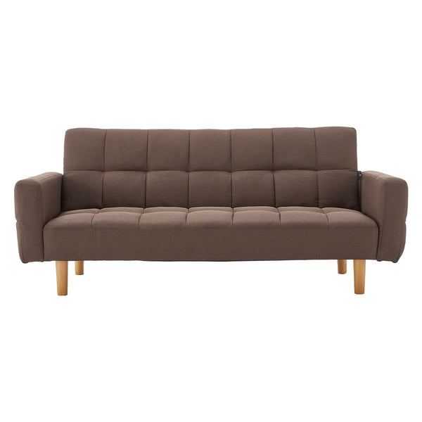 Sarantino 3 Seater Fabric Sofa Bed Futon Brown Sofa Beds