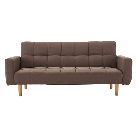 Sarantino 3 Seater Fabric Sofa Bed Futon Brown Sofa Beds