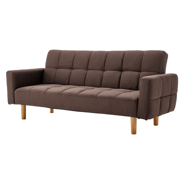 Sarantino 3 Seater Fabric Sofa Bed Futon Brown Sofa Beds