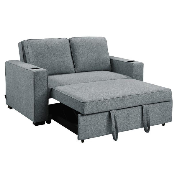 Sarantino Hoffman Linen Sofa Bed With Cushions & Cup Holders Dark Grey Sofa Beds