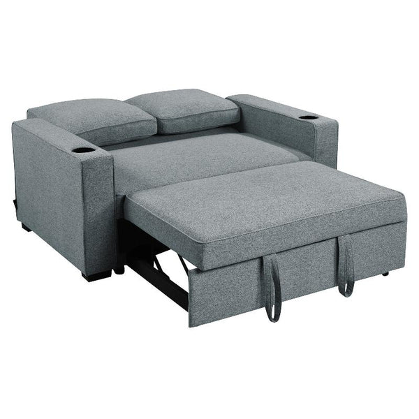 Sarantino Hoffman Linen Sofa Bed With Cushions & Cup Holders Dark Grey Sofa Beds