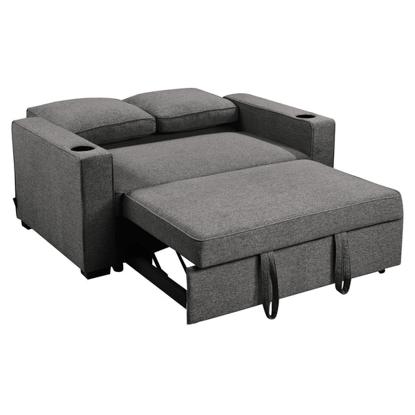 Sarantino Hoffman Linen Dark Grey Convertible Sofa Bed Couch Lounge With Cushions Cupholders Scandinavian Style Frame And Legs Sofa Beds