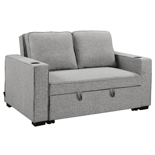 Sarantino Hoffman Linen Sofa Bed Chair With Cushions &Cup Holders Light Grey Sofa Beds