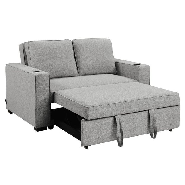 Sarantino Hoffman Linen Sofa Bed Chair With Cushions &Cup Holders Light Grey Sofa Beds