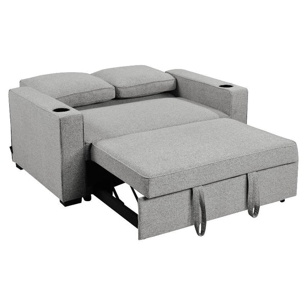 Sarantino Hoffman Linen Sofa Bed Chair With Cushions &Cup Holders Light Grey Sofa Beds
