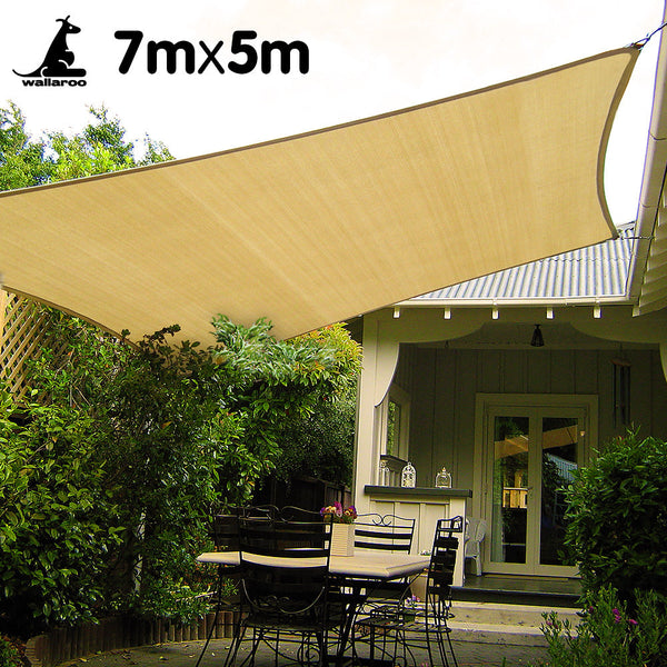 Wallaroo Rectangular Shade Sail 7M X 5M Sand Shade Sails