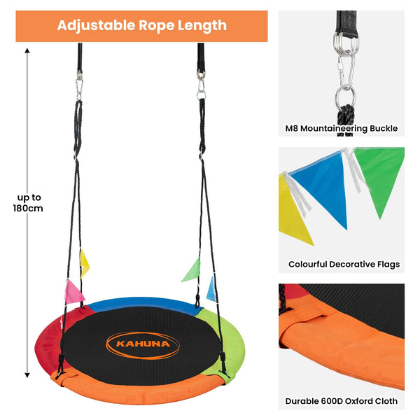 Kahuna Kids 1.2M Tree Saucer Swing Set Round 400Kg With Straps Capacity Outdoor Outdoor Swings