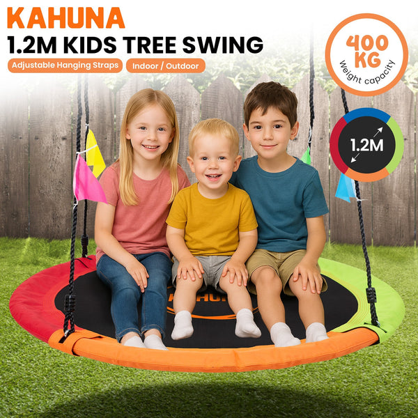 Kahuna Kids 1.2M Tree Saucer Swing Set Round 400Kg With Straps Capacity Outdoor Outdoor Swings